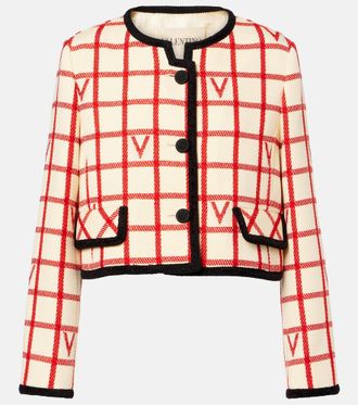 Valentino VLogo checked wool and cotton jacket