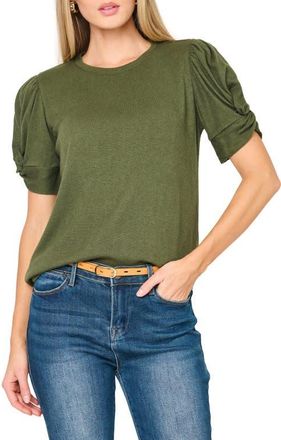 Gibsonlook Twist Puff Sleeve Luxe T-Shirt in Martini Olive at Nordstrom, Size Xx-Small