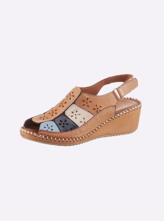 Casual Looks Sandale CASUAL LOOKS, Damen, Gr. 40, braun (camel), Glattleder, Schuhe Sandale