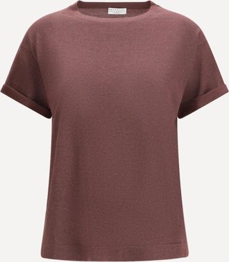 Brunello Cucinelli T-shirt in cashmere e seta Woman XL