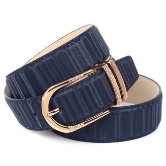 Anthoni Crown Lederg&uuml;rtel ANTHONI CROWN, Damen, Gr. 75, blau (dunkelblau), Rindsleder, unifarben, festlich, G&uuml;rtel Lederg&uuml;rtel, mit filigraner goldfarbener Dornschl