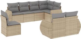 vidaXL Vidaxl - Juego De Sof&aacute;s De Jard&iacute;n Con Cojines Beige 8 Pzas Rat&aacute;n Pe