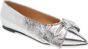Dear Frances Bow Pointed Toe Flat in Silver at Nordstrom Rack, Size 9Us / 39Eu