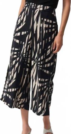 Joseph Ribkoff Printed Culotte Pants In Black/tan