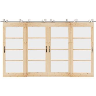 vidaXL Kit De Herrajes Para Puerta Corredera 366 Cm Acero Plateado Vidaxl