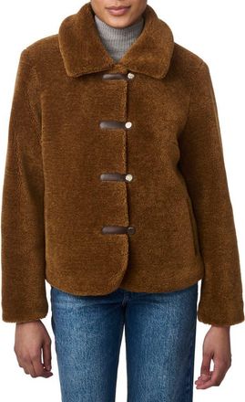 Bernardo Short Faux Shearling Coat in Brown at Nordstrom Rack, Size X-Large