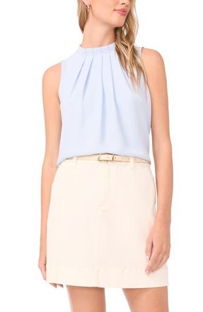 Vince Camuto Pleated Mock Neck Woven Top in Sky at Nordstrom, Size Xx-Large