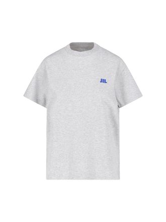 Jil Sander Grey Crewneck Logo Cotton T-Shirt
