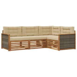 vidaXL Conjunto De Sof&aacute;s De Exterior Con Coj&iacute;n 4 Pcs Natural Y Beige Vidaxl
