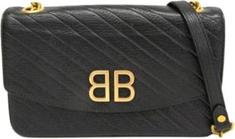 Balenciaga Pre-owned Cross Body Bags, female, Black, Size: ONE SIZE Pre-owned BB Logo Chain Shoulder Bag