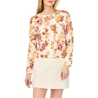 Ted Baker Floral Button Front Crop Cardigan in New Ivory at Nordstrom Rack, Size X-Small