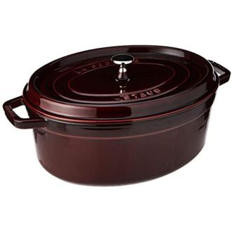 Staub Cocotte en Fonte &Eacute;maill&eacute;e avec Couvercle, Tous feux dont induction, 6 &agrave; 7 personnes, Ovale, 33 cm, 6,70 L, 8,2 kg, Grenadine