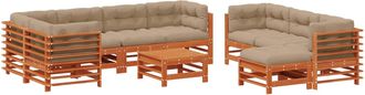 vidaXL Conjunto De Sof&aacute;s De Jard&iacute;n 10 Uds. Marr&oacute;n Cera Vidaxl