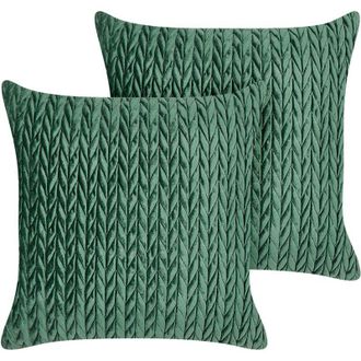 Beliani Beliani - Set of 2 Scatter Cushions Polyester Fabric Throw Pillow Quilted 45 x 45 cm Green Eclipta