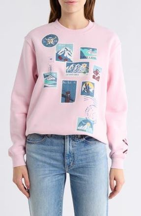 Vinyl Icons Ski Stanos Fleece Crewneck Sweatshirt in Pink at Nordstrom Rack, Size X-Small