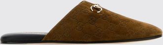Gucci Mules bassi in pelle scamosciata con monogramma GG e Horsebit