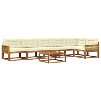 vidaXL Conjunto De Sof&aacute;s De Exterior Con Coj&iacute;n 7 Pcs Natural Y Crema Vidaxl