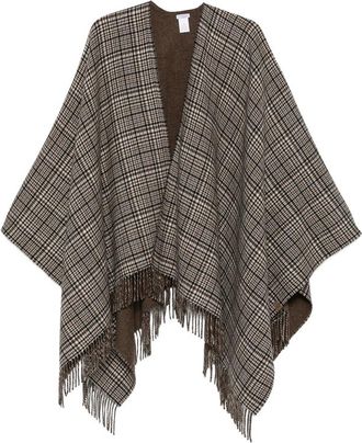 Brunello Cucinelli Check-pattern Fringed Poncho