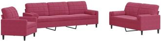 vidaXL Vidaxl - Juego De Sof&aacute;s Con Cojines 3 Piezas Terciopelo Rojo Tinto