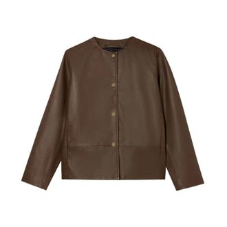 Brooks Brothers Collarless Jacket - Dames - Leren en Su&egrave;de Jassen - Bruin - S - Leer - Jassen