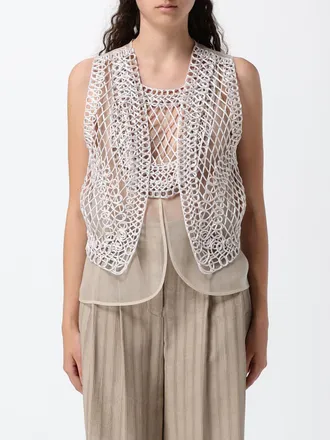 Emporio Armani Gilet sartoriale modello crochet con scollo quadrato e fondo asimmetrico