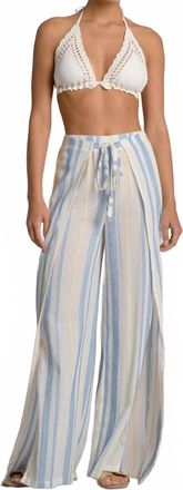 Elan Drawstring Stripe Pants In Blue/yellow