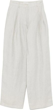 Barba Broeken, Dames, Grijs, S, Linnen, Linnen Broek