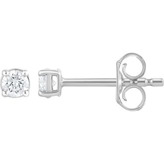 Grown Brilliance 1/5 Carat Lab Grown Diamond Stud Earrings in Sterling Silver, Round Cut, G Color, SI Clarity, Prong Set, Push Back