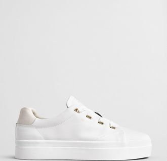 GANT Women Avona Leather Sneakers (36) WHITE