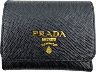 Prada Black Leather Wallet (Tri-Fold) (Pre-Owned)