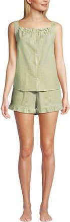 Lands End Seersucker 2 Piece Pajama Set - Tank and Shorts in Bright Pistachio Stripe at Nordstrom, Size X-Small