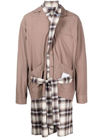 Miharayasuhiro layered-detail shirt coat - men - Cotton - 44 - Brown