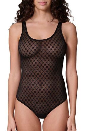 Simone P&eacute;r&egrave;le Plume Embroidered Bodysuit in Black at Nordstrom, Size X-Large