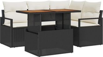 vidaXL Garden Sofa Set with Storage 5 pcs Black Poly rattan Vidaxl