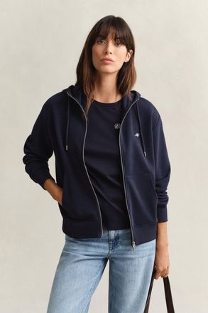 GANT Women Shield Zip Hoodie (XXL) EVENING BLUE