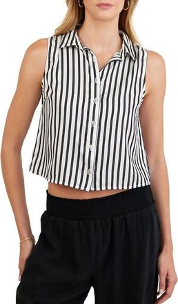 Bella Dahl Sleeveless Stripe Crop Button-Up Shirt in Vintage Black Stripe at Nordstrom, Size X-Small