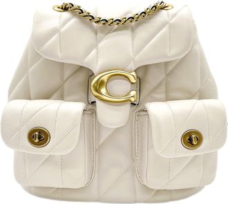 Coach Gold White Leather Backpack (Pre-Owned)