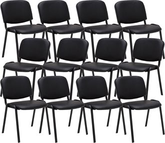 Clp Pack De 12 Sillas Confidente Ken En Simil Cuero Negro