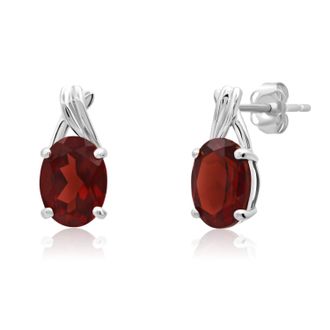 MAX + STONE 14k Yellow or White Gold 8x6mm Gemstone Twist Oval Drop Stud Earrings