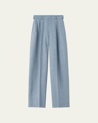 Loro Piana Hector Linen-Wool Straight-Leg Trousers