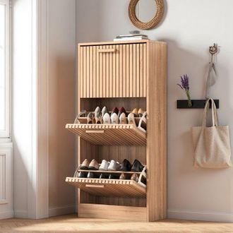 OEM Mueble Para Zapatos De 3 Puertas De Madera 60x24x113 Cm - Armario De Entrada Contempor&aacute;neo