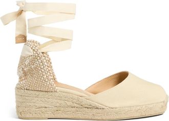 Castaner Carina/3/001 5 cm Sleehakken - Dames - Sleehakken - Beige - 38 EU - Katoen - Schoenen