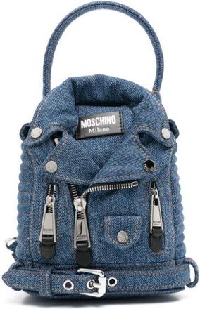 Moschino denim biker backpack - women - Cotton/Calf Leather - OS - Blue