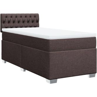 vidaXL Vidaxl - Cama Box Spring Con Colch&oacute;n Tela Marr&oacute;n Oscuro 80x200 Cm