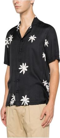 Tagliatore Overhemden, Heren, Zwart, L, Hawaii Palm-Print Shirt