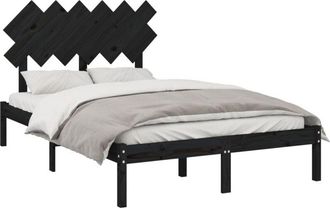 vidaXL Vidaxl - Estructura De Cama Doble De Madera Maciza Negro 135x190 Cm