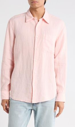 Madewell Linen & Organic Cotton Button-Up Shirt in Solid Pink at Nordstrom, Size Xx-Large