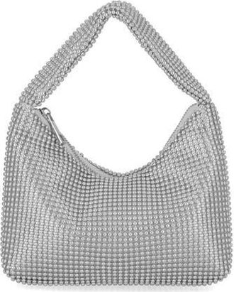 Jessica McClintock Ada Crystal Hobo Bag in Silver at Nordstrom Rack