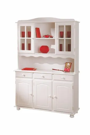 Inter Link SAS Mobile Credenza Siena 130x43/32x198h Pino Massello Verniciato Ad Acqua Bianco Inter Link