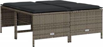 vidaXL Taburetes De Jard&iacute;n Con Cojines 4 Uds Rat&aacute;n Sint&eacute;tico Gris Vidaxl